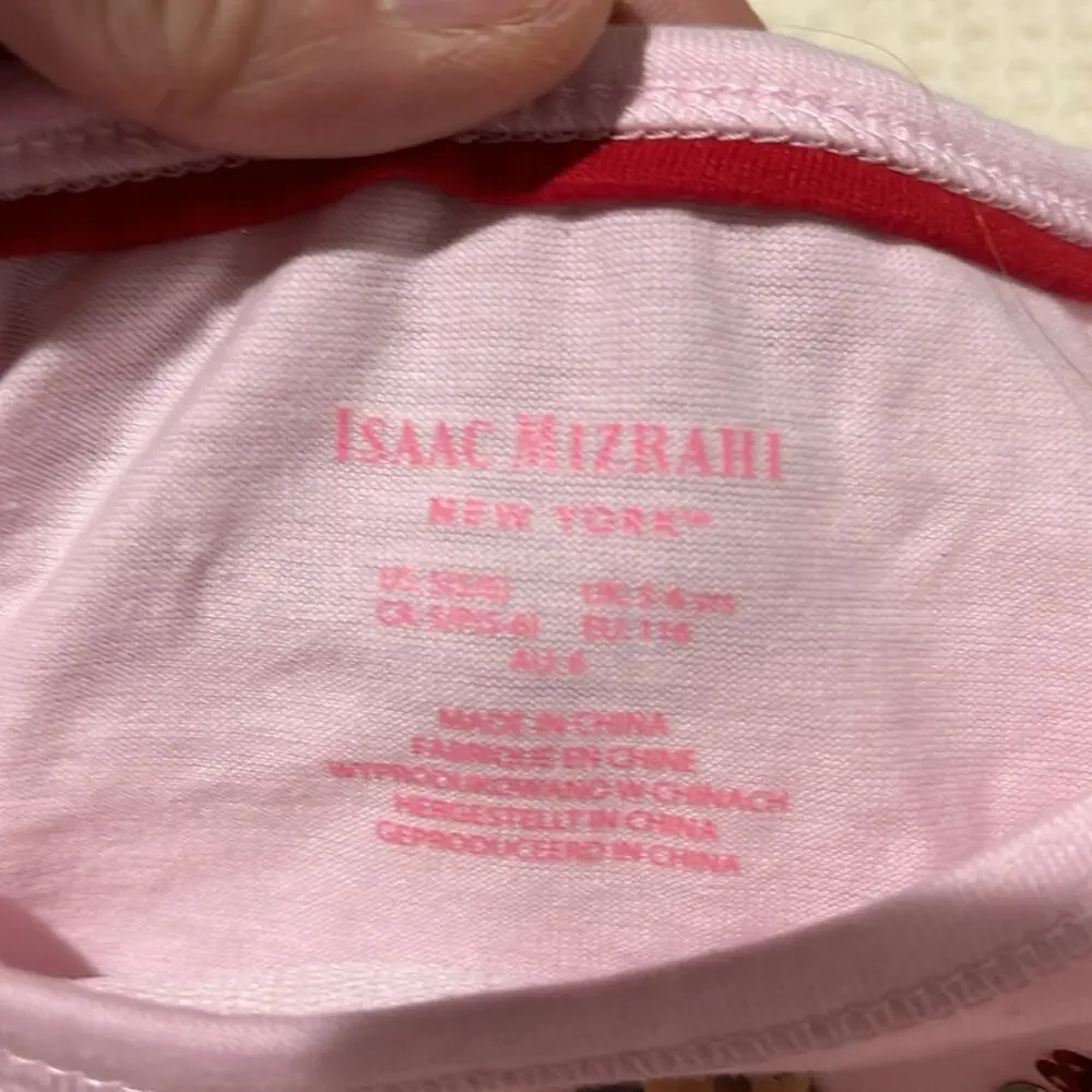 Issac Mizrahi 5/6 pink long sleeve love tee shirt sequined flip like new EUC